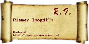 Riemer Imogén névjegykártya